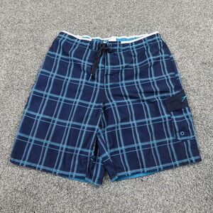 Speedo Shorts Mens Extra Large Blue Lined Stretch Drawstring Board Swim Trunks